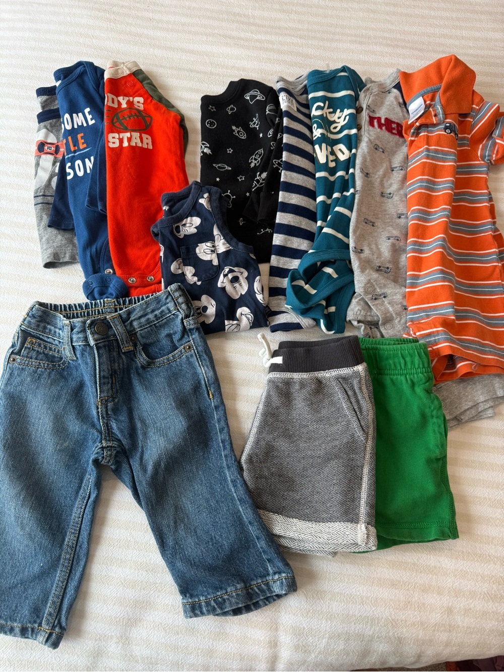 Mixed Baby Boy Clothing Bundle - Blue, Orange, Gray, Green